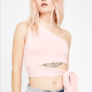 Pastel Pink Off-the-Shoulder Crop Top